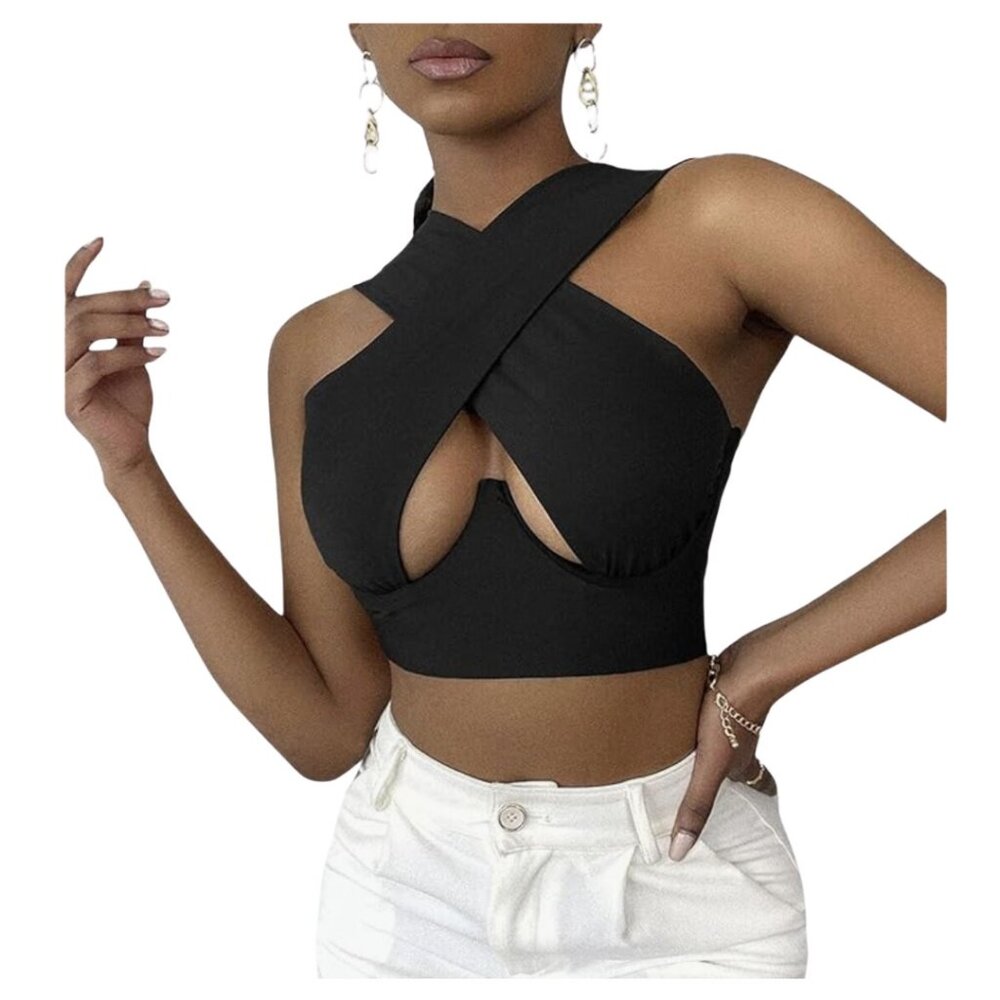 Black Underwire Crop Top (S)